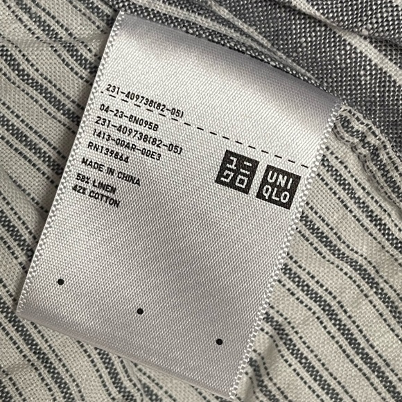 JW Anderson x Uniqlo | Linen Cotton Gray Pinstripe Lightweight Top Prairie - Picture 5 of 6